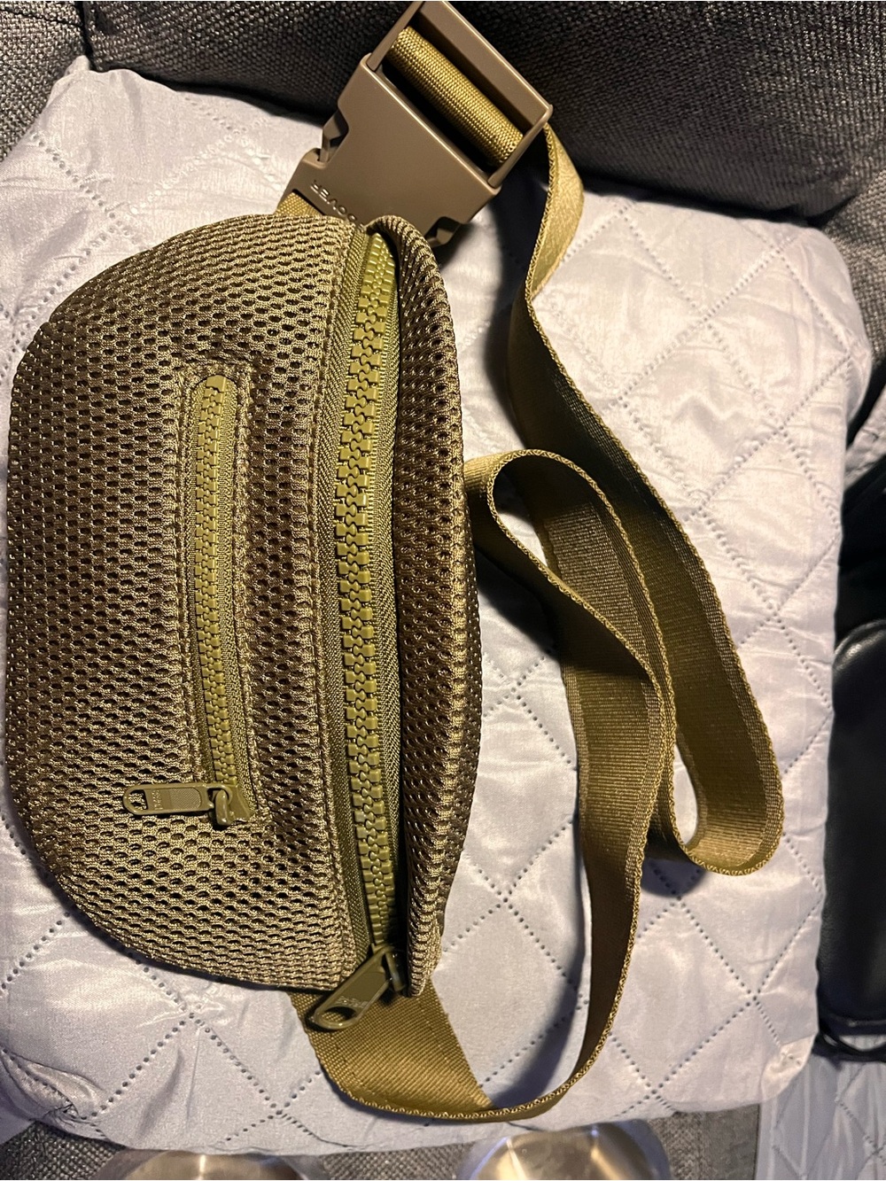 Dagne Dover Olive Green Mesh Belt Bag, sling, waist